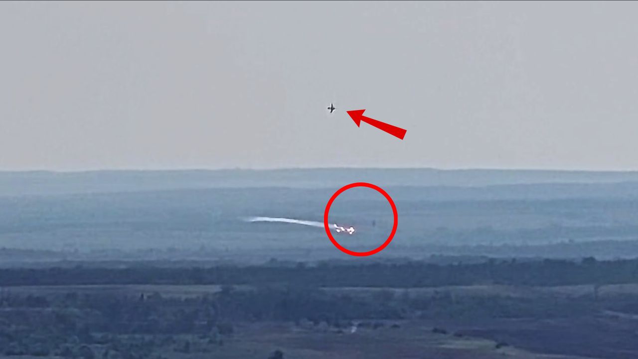 They shot down a Russian fighter jet. Su-25 crashed to the ground.