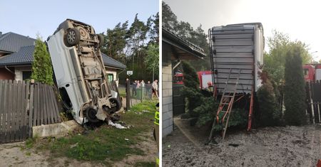 Bus wjechał w płot. Jedna osoba w szpitalu