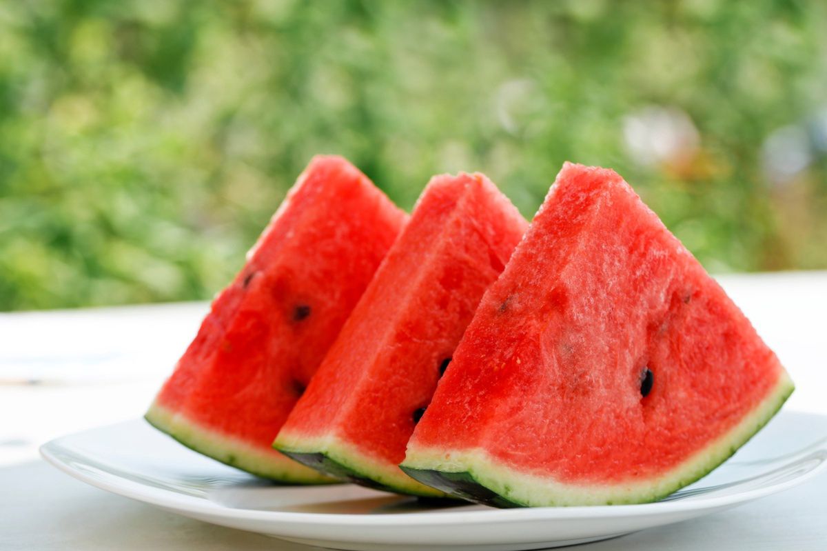 Watermelon cut into triangles