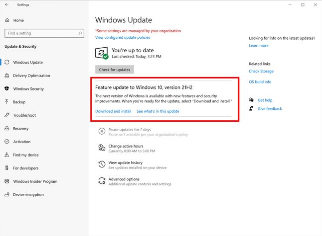 Aktualizacja Windows 10 w Windows Update