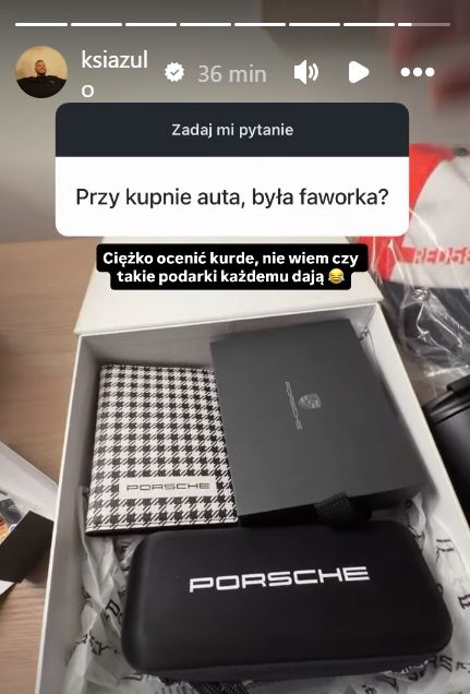 Książulo pokazał prezenty od Porsche