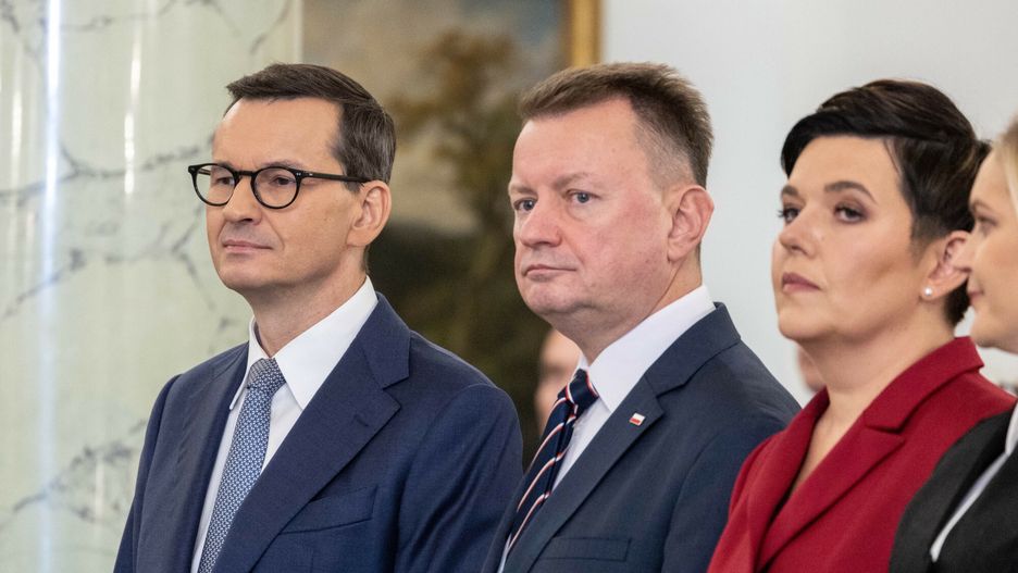 Mateusz Morawiecki i Mariusz Błaszczak w Pałacu Prezydenckim
