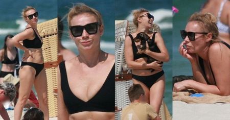 Sonia Bohosiewicz z dziećmi i pieskiem smaży się na plaży w Juracie (ZDJĘCIA)