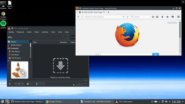 Ubogo na starcie. Jest Mozilla Firefox, VLC oraz programy zintegrowane ze środowiskiem graficznym i tyle.