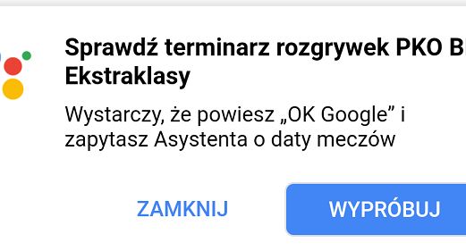Asystent Google udzieli kibicom informacji o wynikach Ekstraklasy