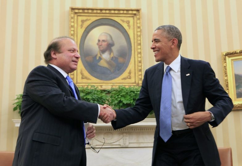 Nawaz Sharif (z lewej) i Barack Obama (z prawej)</br>