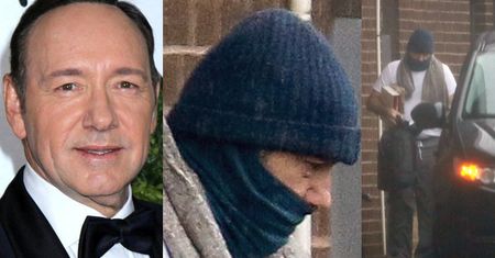 Zamaskowany Kevin Spacey skrada się do samochodu. Wstydzi się pokazywać twarz? (FOTO)