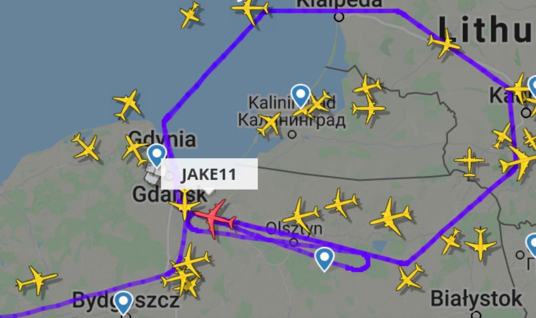 Trasa JAKE11 (Flightradar24)