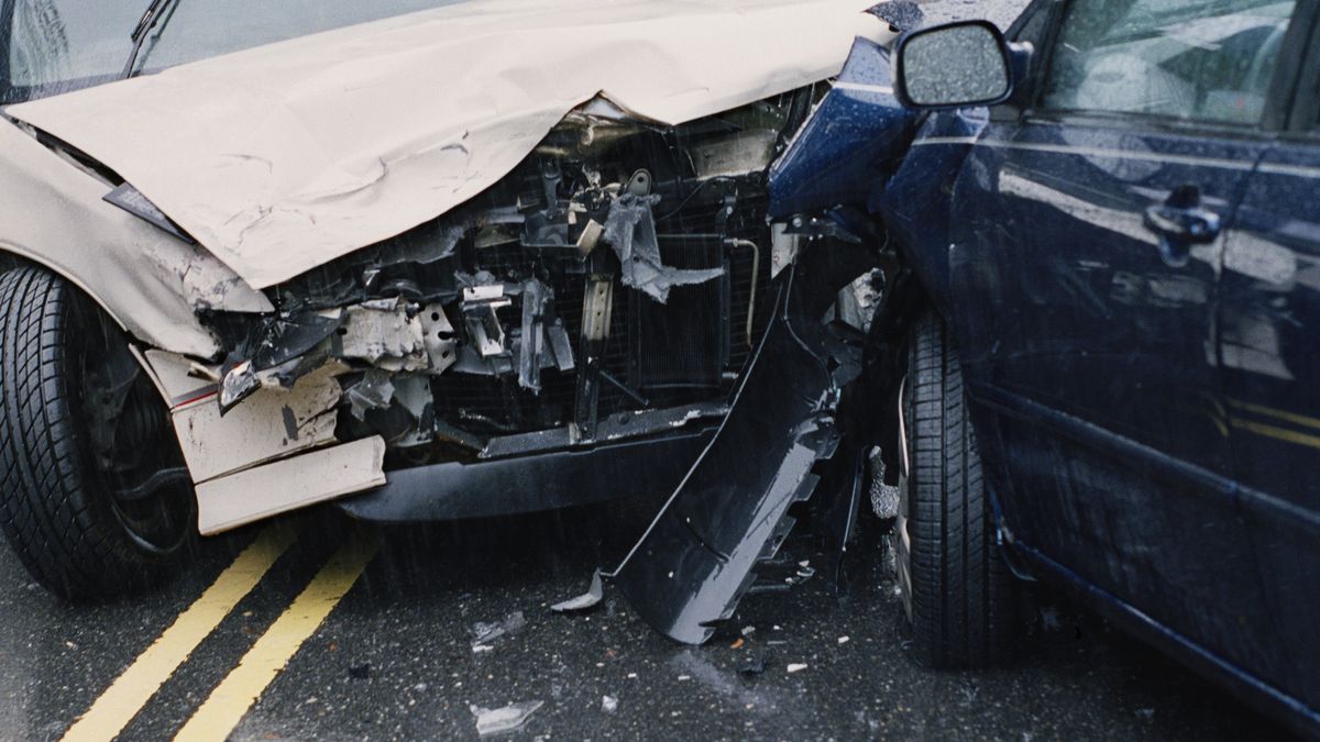 Two damaged cars after crash, close-upBucks County, Pennsylvania, USAReza Estakhrian