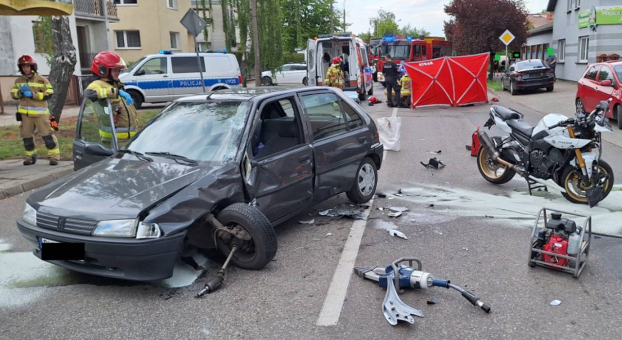 Poważny wypadek w Wągrowcu. Ranny motocyklista