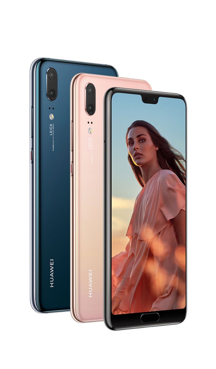 Elegancki flagowiec Huawei P20 dostępny jest w kolorze czarnym, błękitnym i różowym