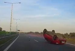 Groźne dachowanie na S7. Nagranie z obwodnicy Elbląga