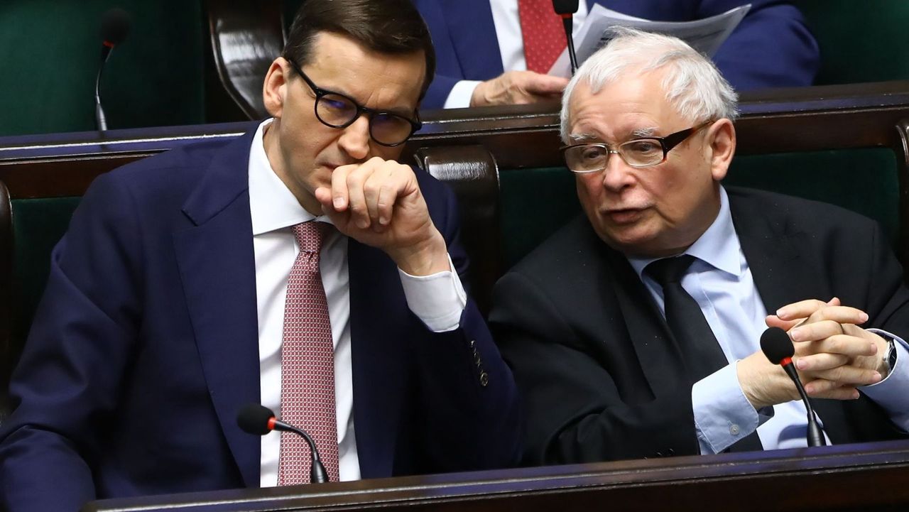 Premier Mateusz Morawiecki i prezes PiS Jarosław Kaczyński