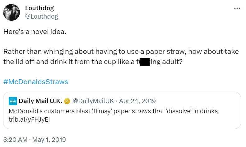 Adult people don't need straws