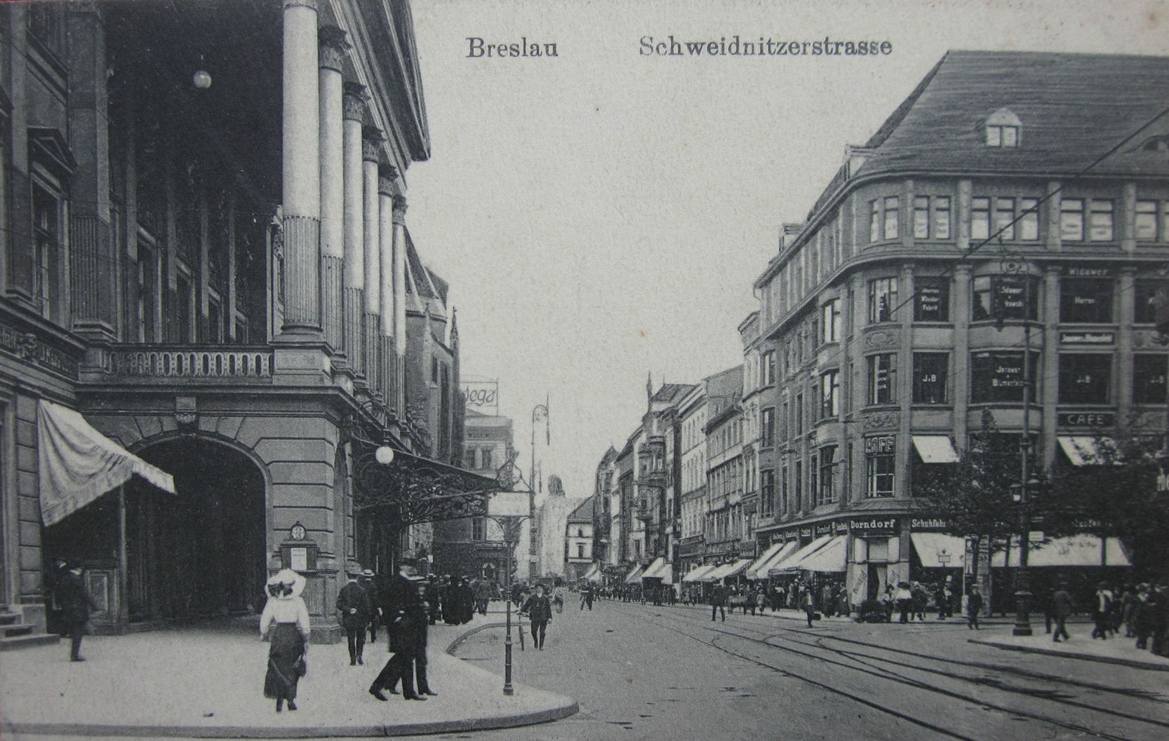 Po lewej Opera Wrocławska (wtedyTeatr Miejski), po prawej obecna siedziba Opera Software. 1905, fotopolska.eu
