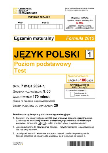 Matura 2024. Arkusze z j. polskiego. Stara formuła