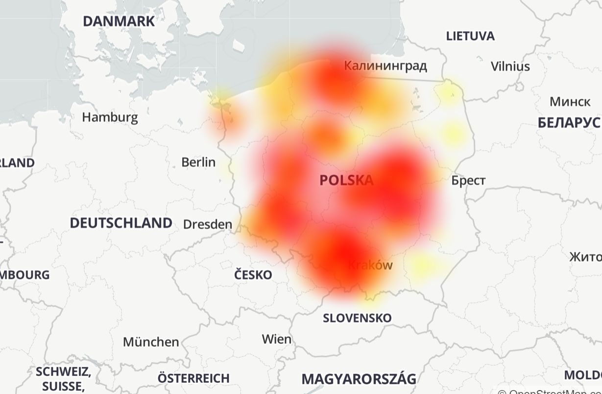 Vectra zmaga się z awarią internetu, fot. Oskar Ziomek/downdetector