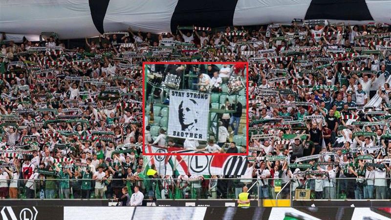 Getty Images / Kazimierz Koper/Eurasia Sport Images/Twitter / Kibice Legii Warszawa. W kwadracie flaga z wizerunkiem Janusza Walusia