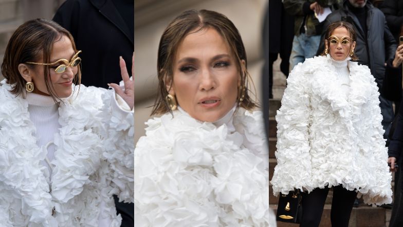 Odmieniona Jennifer Lopez stroi miny na paryskim Tygodniu Mody w golfie za 21 TYSIĘCY ZŁOTYCH  (ZDJĘCIA)