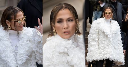Odmieniona Jennifer Lopez stroi miny na paryskim Tygodniu Mody w golfie za 21 TYSIĘCY ZŁOTYCH  (ZDJĘCIA)
