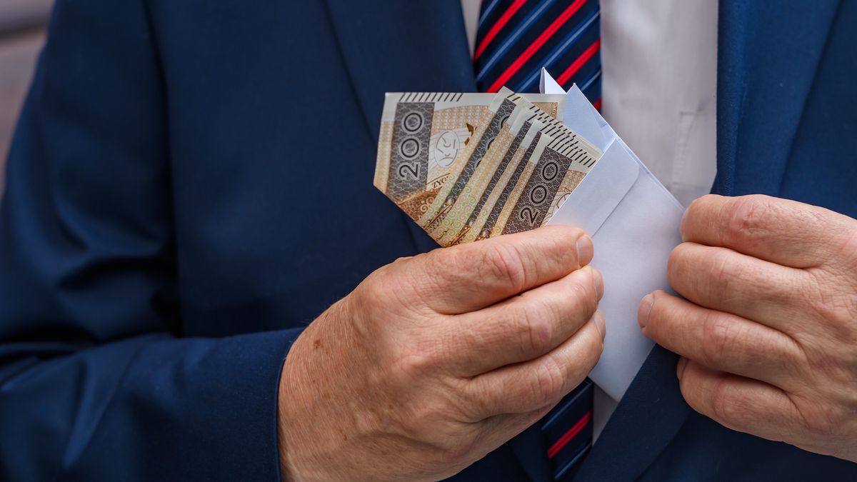 A man in an elegant suit hides an envelope with money in his jacket pocket
A man in an elegant suit hides an envelope with money in his jacket pocket
Pawel Kacperek