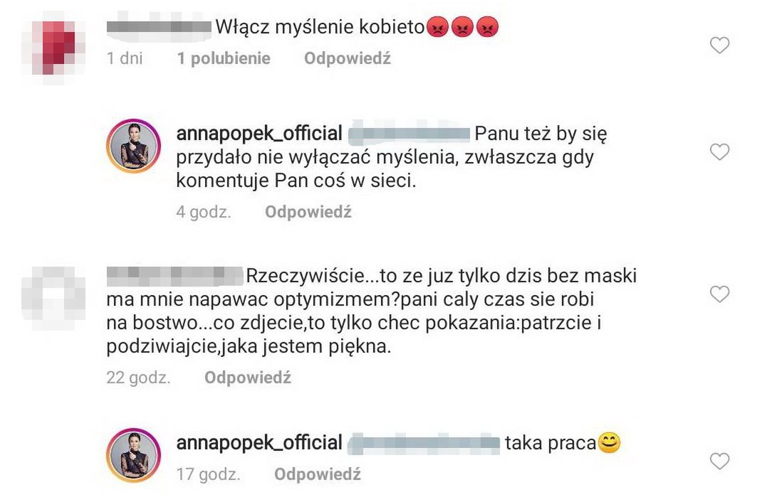 Anna Popek walczy ze swoimi obserwującymi