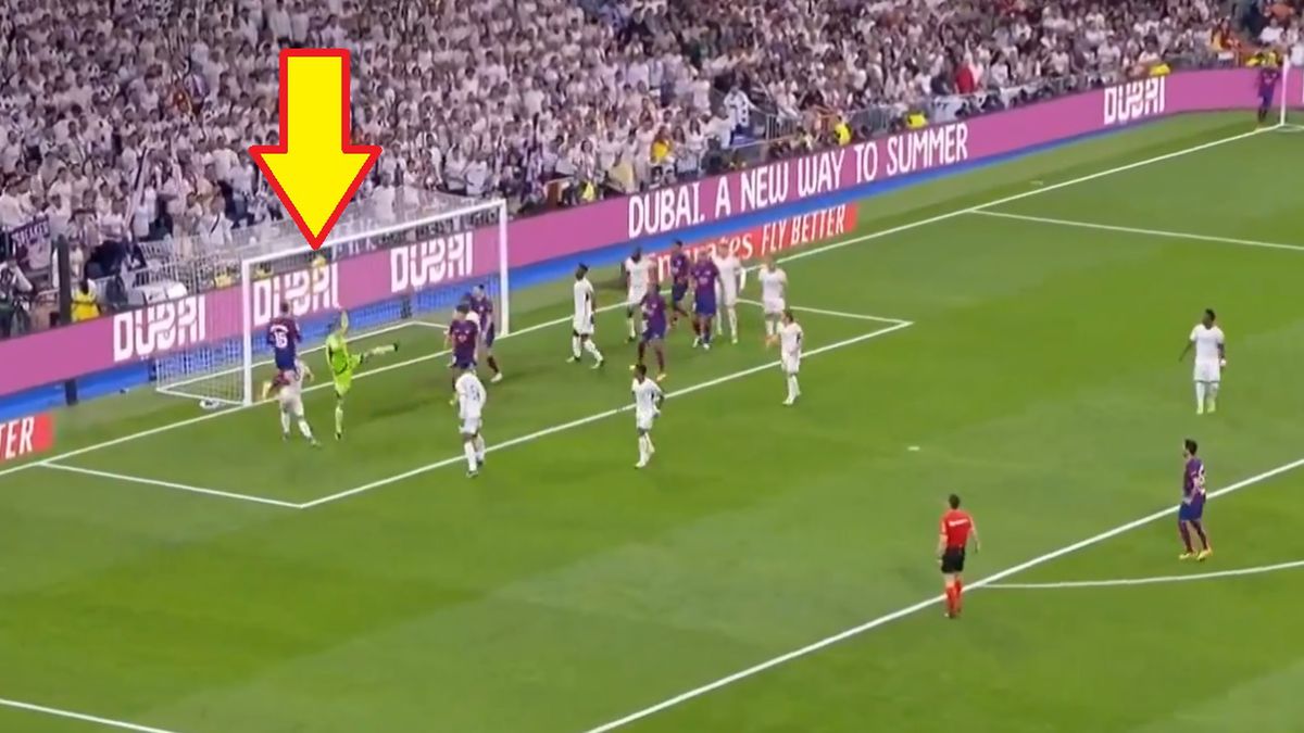 Twitter / Screen / Eleven Sports / Na zdjęciu: Andrij Łunin popełnił poważny błąd już na początku El Clasico