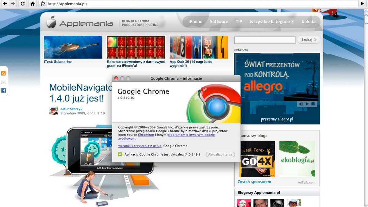Google Chrome dla Maków w wersji Beta 1
