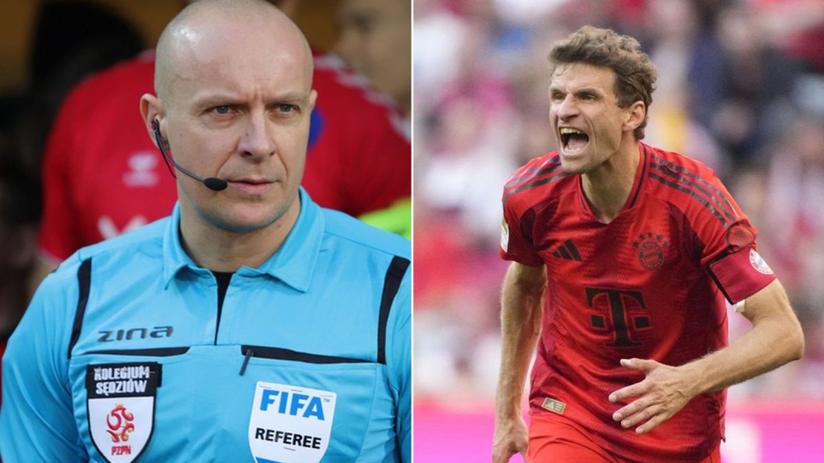 WP SportoweFakty / Tomasz Kudala/  F. Noever/FC Bayern via Getty Images / Na zdjęciu: Szymon Marciniak/ Thomas Mueller