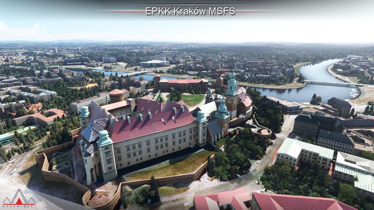 Wawel w Microsoft Flight Simulator.