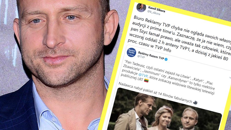 TVP na Twitterze reklamuje się kadrem z produkcji, w której zagrał Borys Szyc