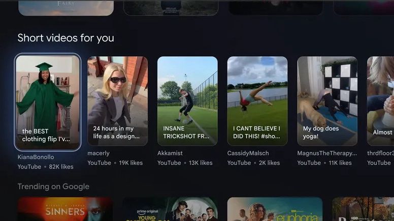 Youtube Shorts na telewizorze