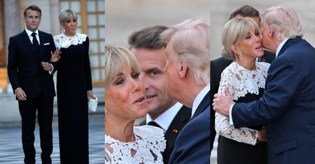 Brigitte Macron zadaje szyku na spotkaniu z Donaldem Trumpem w czarnej sukni z koronką (ZDJĘCIA)
