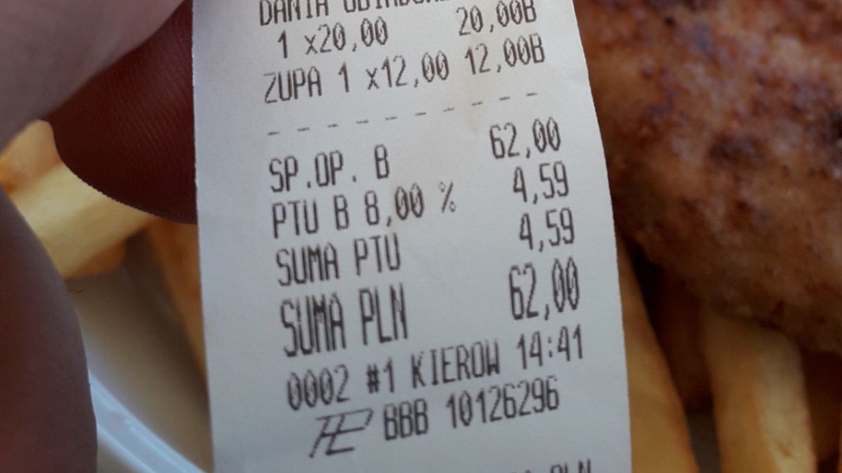 Nasz czytelnik zapłacił za obiad dla czterech osób 62 złote