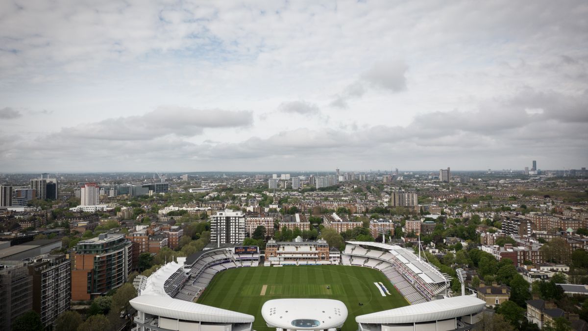 LONDON, ENGLAND - MAY 12: An aerial view of Lords Cricket Ground on May 12, 2023 in London, England. (Photo by Ryan Pierse/Getty Images)