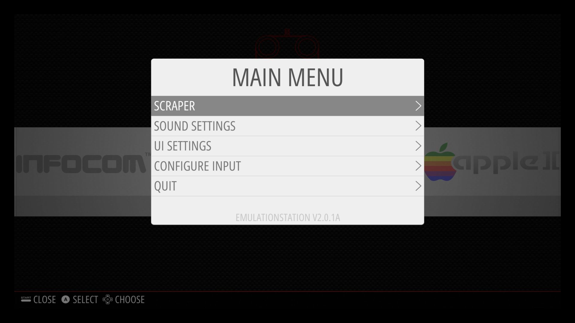 RetroPie ze skromnymi opcjami konfiguracji w EmulationStation