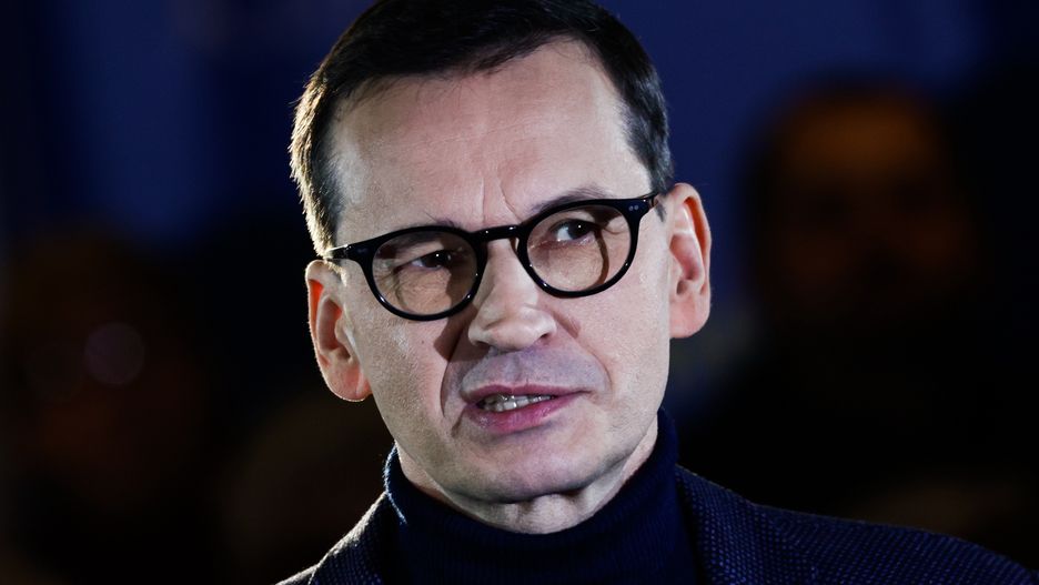 Former Polish Prime Minister Mateusz Morawiecki of Law and Justice party during the convention in Krakow, Poland on April 4, 2024. (Photo by Jakub Porzycki/NurPhoto via Getty Images)