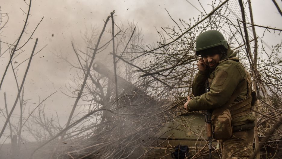 Russian war in Ukraine
epaselect epa10569840 A Ukrainian artilleryman of the 57th Otaman Kost Hordiienko Separate Motorized Infantry Brigade as a 2s3 Akatsia howitzer fires at an undisclosed position near outskirts of Bakhmut, Donetsk region, Ukraine, 12 April 2023. Russian troops entered Ukrainian territory on 24 February 2022, starting a conflict that has provoked destruction and a humanitarian crisis.  EPA/OLEG PETRASYUK 
Dostawca: PAP/EPA.
OLEG PETRASYUK
epaselect