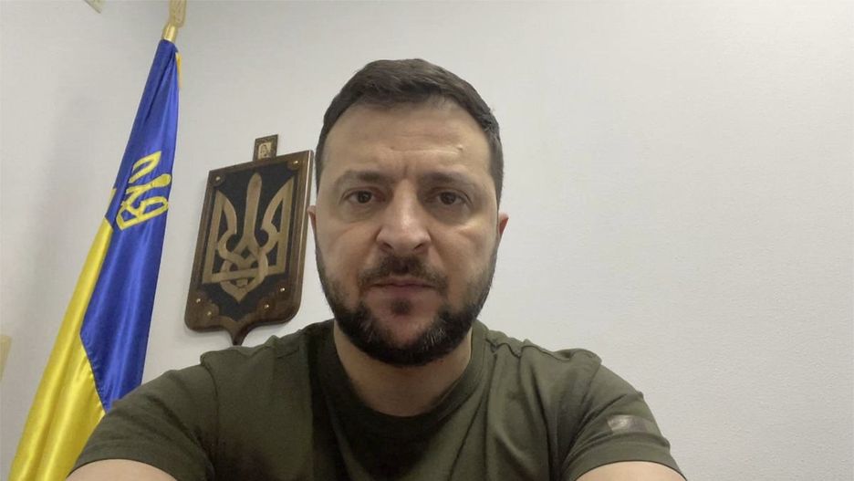 May 17, 2022, Kyiv, Ukraine: Ukrainian President Volodymyr Zelenskyy, delivers his daily address via video link to the Ukrainian people on the 82nd day of the Russian invasion from his secure office, May 17, 2022 in Kyiv, Ukraine. Zelenskyy discussed the evacuation of military personnel from Mariupol, ceding control of the southeastern port city to Russia.