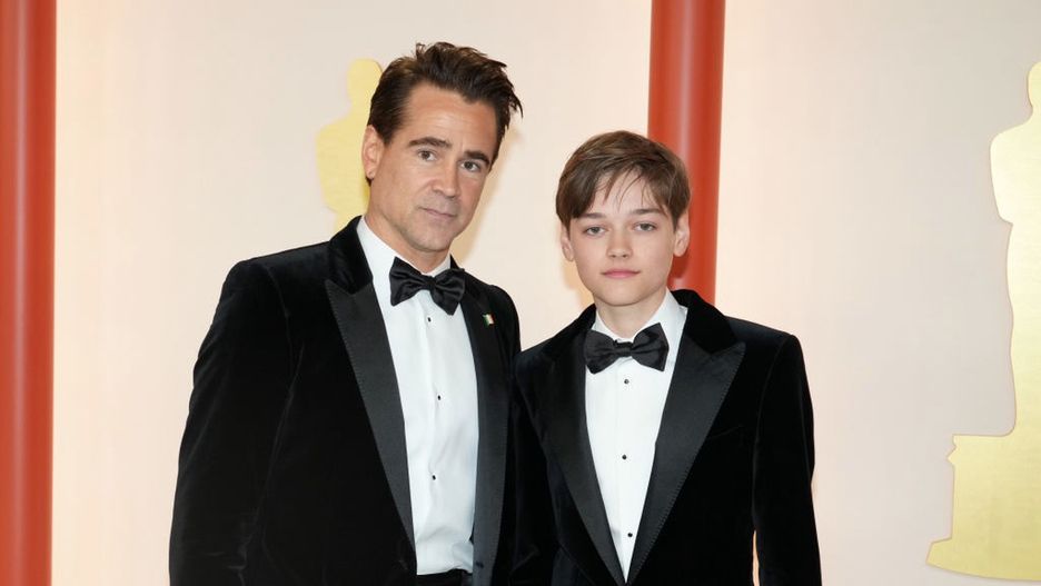 Colin Farrel z synem podczas gali rozdania Oscarów