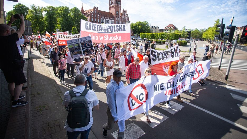 Marsz przeciwko masowej imigracji w Słupsku.