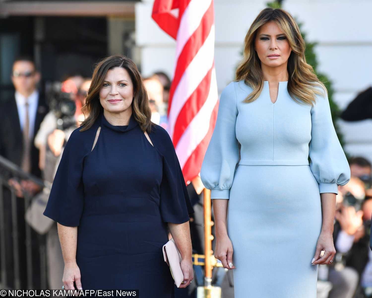 Melania Trump w błękitnej sukience
