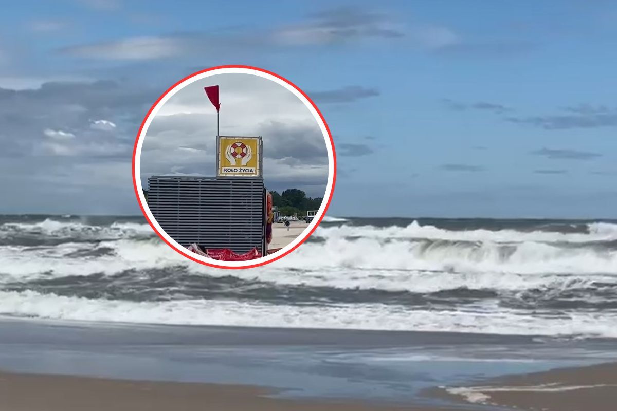 13:30 nad Bałtykiem. Czerwona flaga na plaży. Wyciągnęli ją z morza