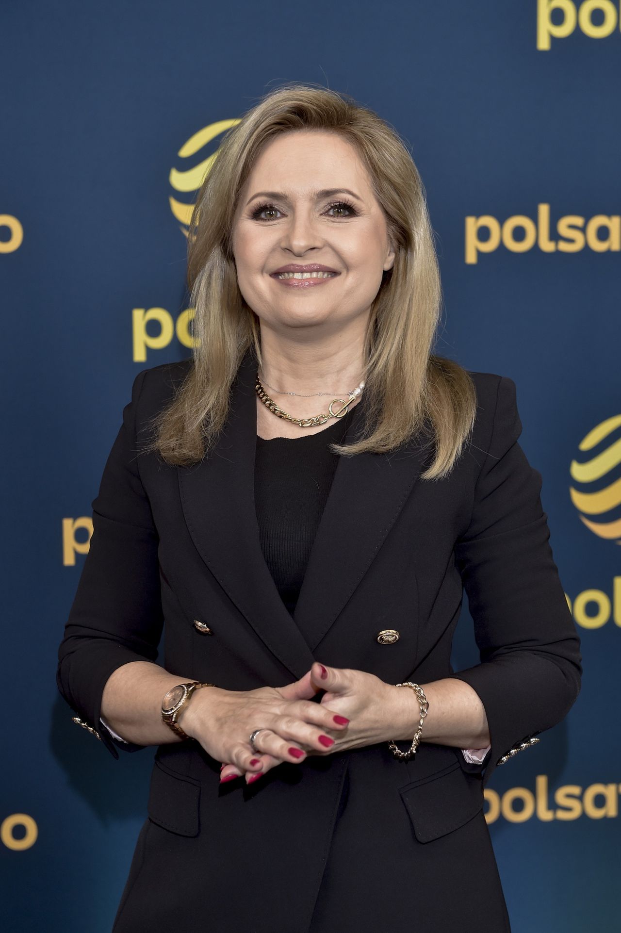 Agnieszka Gozdyra podczas promocji wiosennego spotu Polsatu, luty 2022 