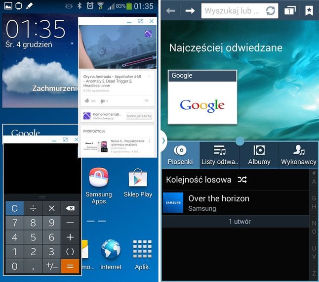 Samsung Galaxy Note 3 - używanie kilku aplikacji jednocześnie