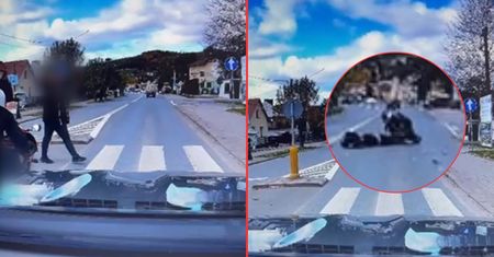 Motocyklista wjechał w pieszego i chciał uciec. Dramatyczne nagranie z Małopolski