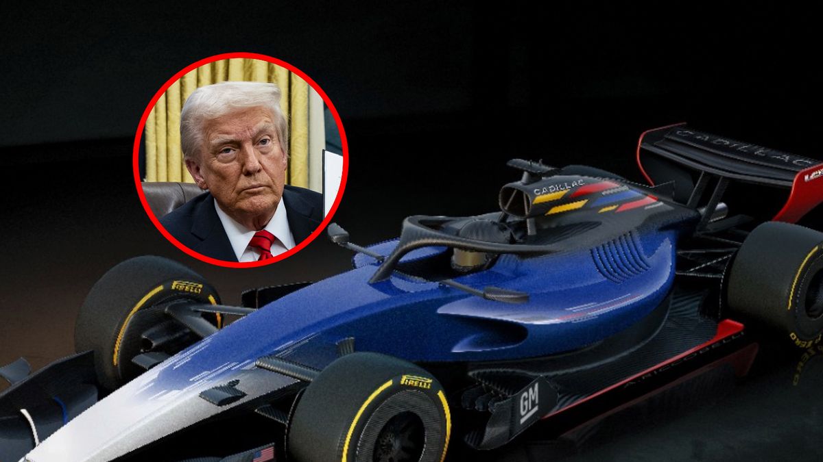 PAP/EPA / AL DRAGO / Na zdjęciu: projekt bolidu Cadillaka, w kółku Donald Trump