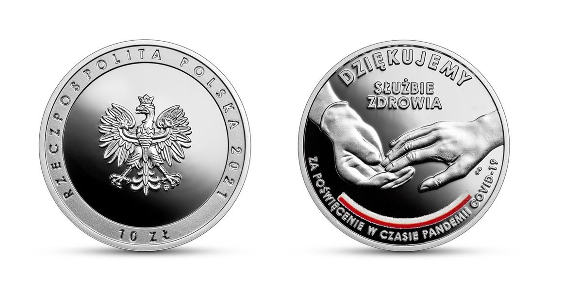 Awers i rewers monety "Dziękujemy służbie zdrowia"