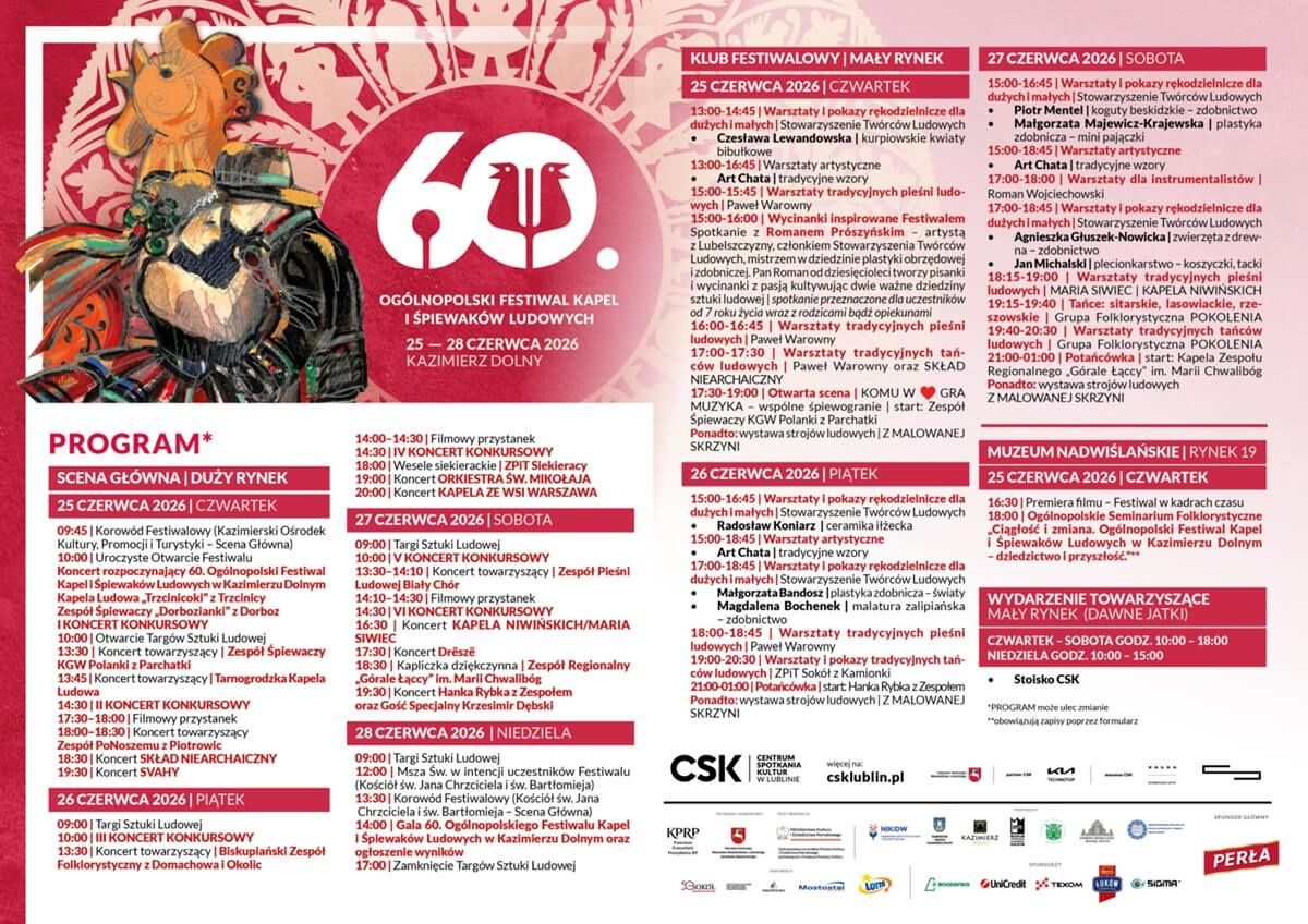 60. Ogólnopolski Festiwal Kapel i Śpiewaków Ludowych w Kazimierzu Dolnym