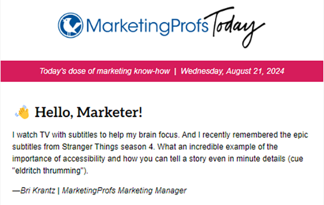Newsletter MarketingProfs. 